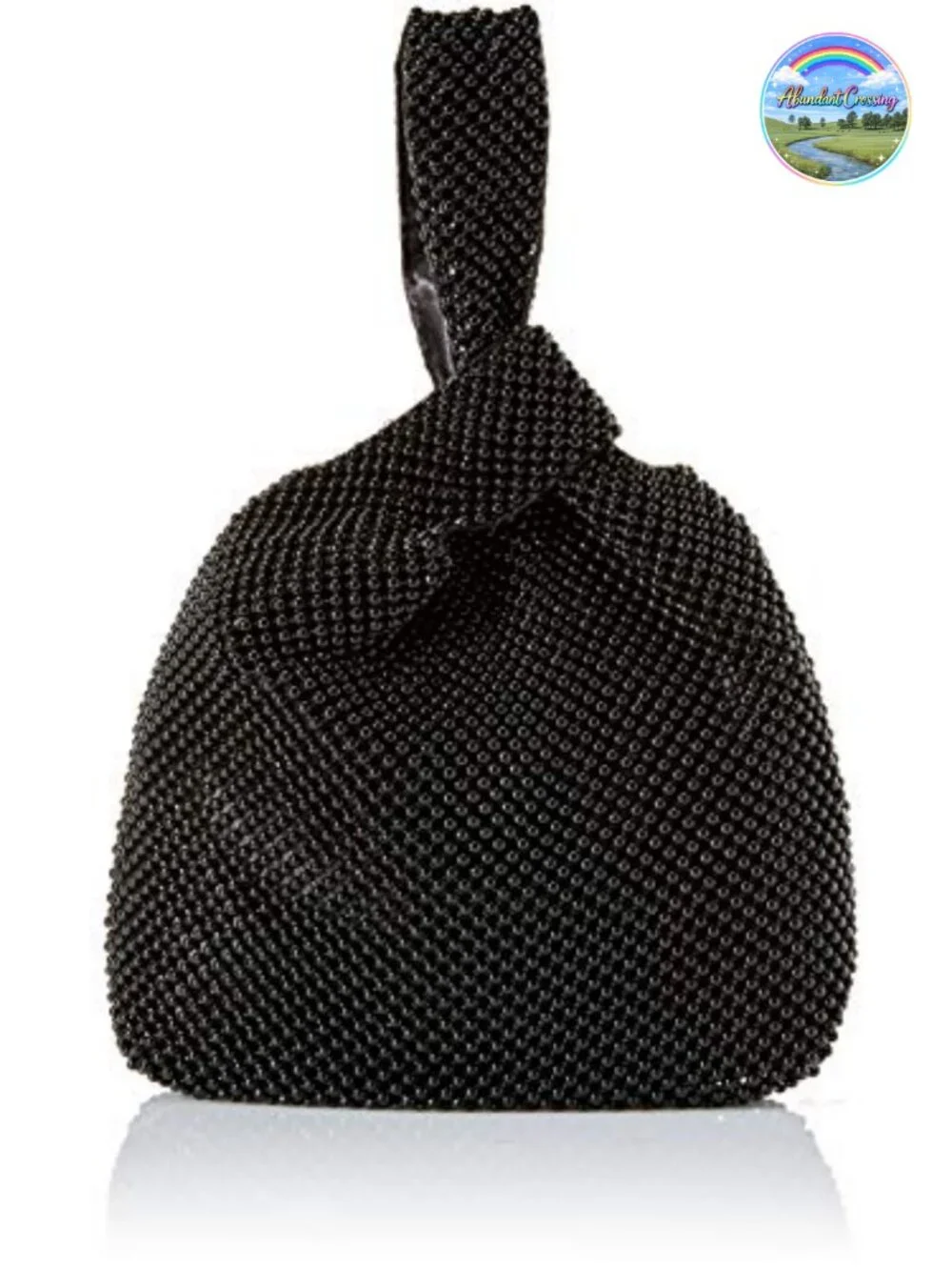 Women's Mesh Pouch Evening Bag with Ring Handle & Magnetic Snap Clutch